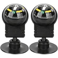 Brújula de Bola para Vehículo, 2 Piezas, Bola Guía de Brújula Portátil para Automóvil con Ventosa, Brújula de Navegación para Acampar para Vehículo - 1 - Ver 1