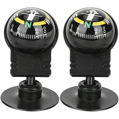 Brújula de Bola para Vehículo, 2 Piezas, Bola Guía de Brújula Portátil para Automóvil con Ventosa, Brújula de Navegación para Acampar para Vehículo