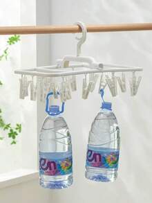 12/20 Clips Foldable Clothes Drying Rack, Multi-Functional Clothesline For Socks, Underwear, Towels, White/Grey