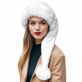 Brihasory Long Blue Christmas Hat, Sequin Plush Santa Hat For Women And Girls, Thickened Velvet Soft Inner Holiday Hat For Festival Prom New Year's Eve Party Favors