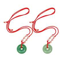 FORUBUS Green Jade Buddha Circle Red String Pendant Necklace - Chinese Traditional Amulet For Luck And Protection,Clightgreen+Greencircle - 淺綠色+綠圈 - 查看 3