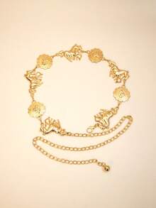 1件装女士腰带/棕色腰带/腰链/金色腰带/珍珠腰带，几何复古西部风格身体链带流苏，适合夏季休闲连衣裙搭配 - 多色 - 查看 2