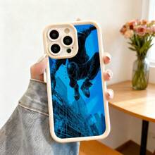 Cubierta de teléfono con borde negro diseño urbano azul oscuro figura humana en movimiento ciudad moderna para uso diario y viajes - Blanco - Ver 7