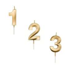 Gold Numbered Birthday Candles - Mini Design - SilverPlastic - Guld - Visa 2