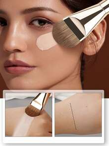 1支粉底化妆刷，超薄扁平粉底刷，圆形面部轮廓刷，扁平轮廓刷，多功能 - 彩色 - 查看 2