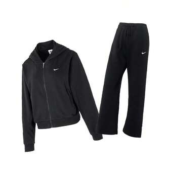 Nike Women's Sporty Casual Suit Set, Comfortable Loose Hooded Jacket, Soft Knit Jogger Pants, FN2420-010+IB2505-010