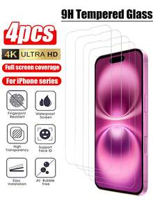 4Pcs Tempered Glass Compatible With IPhone 16 17 15 13 11 12 14 Pro Max Mini Screen Protector Compatible With IPhone 16 17 8 Plus X XR XS MAX Protective Glass Screen Protection Essentials, Applicable To Daily Shield, Office, Home Daily Shield Office Home Phone Screen Protector Phone Accessories Waterproof Shockproof Anti-Fall Scratch Resistant - Clear - View 18