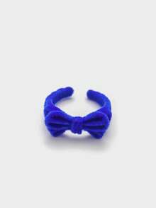 1pc Metal Bow Flocked Design Ring, Casual Everyday Wear, Office, Holiday, Birthday Gift For Women