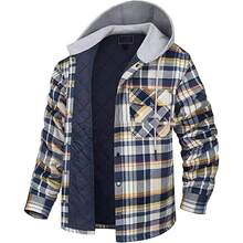 Capuchas para hombre, invierno, otoo, manga larga, a cuadros, gruesas, trmicas, con capucha, chamarra, para hombre, moda 2023 - A-585 Caqui + 3XL - Ver 2