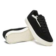 Men's Casual Sneakers, Premium Suede, Flat Sole, Skate-Friendly, Durable And Soft, Lightweight, Everyday Wear, Gym - 401-ĐEN/TRẮNG - Xem 2