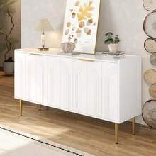 Modern And Simple Sideboard, Modern Sideboard Cabinet, Buffet Storage Set For Living Room, 140L X 38W X 75H (Cm) - White - View 1