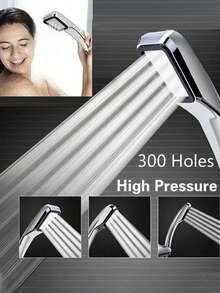 3pcs/Set 300-Hole High Pressure Square Shower Head Set, High Flow Rate Water-Saving Handheld Shower Head With 300 Nozzles, High Quality High Pressure Water-Saving Shower Head, Plastic Structure, Modern Minimalist Style, With 59-Inch Flexible Hose And Easy-Install Bracket, Suitable For Home And Hotel Bathrooms, Essential Accessory For Modern Bathrooms And RV Bathrooms, Upgrade Your Bathroom For A Comfortable Bathing Experience, Ideal Christmas Gift Bathroom Accessories Bathroom Tools - Multicolor - View 3