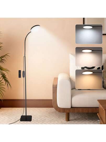 Yogle LED Vloer Lamp, Reading Lamp Model [120 LEDs, Modes 3000K 6000K 10 Brightness Settings] Adjustable Verlichting Bureau Flexible Swivel Neck Tube, Living Room, Bedroom Office