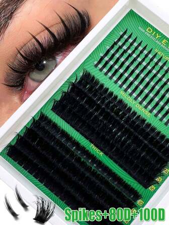 80D+100D Franskluster 285 st. klusterfransar, D-böjda naturliga look individuella fransförlängning naturlig tjock smink enstaka mjuka fransar förstorade ögon bekväma gör-det-själv ögonfransförlängning hemma franskluster, ögonfranskluster, individuella ögonfransar, fransar, lösögonfransar