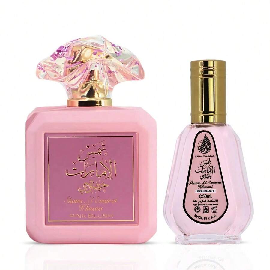 Lattafa Pink Blush Shams Al Emarat Khususi Eau De Parfum Spray 100ml (3.4oz ) & 50ml (1.7 Oz) By Ard Al Zaafaran (Bundle) - Hoa - Xem 1