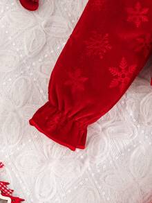 Set de 2 piezas, regalo de fiesta de cumpleaños para niñas: Chaqueta con bordado 3D en forma de corazón y falda vestido de malla irregular con corbata de lazo a rayas - Rojo - Ver 7