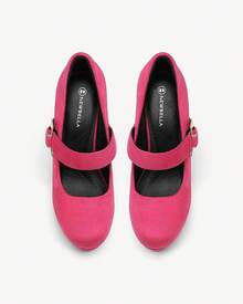 Women's Platform Pumps - High Heel Closed Toe Dress Shoes With Ankle Strap, Block Heel Round Toe Wedding & Party ShoesChristmas - 粉色 - 查看 7