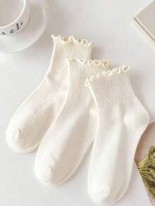 1双/3双/6双日式翻边踝袜，可爱清新荷叶边女袜