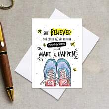 "She Believes She Can" Greeting Card, Inspirational Female Runner Greeting Card, Marathon Greeting Card, Congratulatory Card, Friendship Card, Best Friend's Day Card, Anniversary Card, Birthday Card - Multicolor - View 10