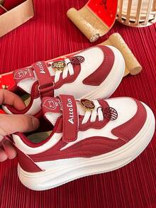 Kids Canvas Sneakers, Boys' Soft Sole Sports Shoes, Girls' Versatile Casual Shoes, New Spring/Autumn Student Tennis Shoes, - Red - View 3