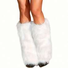 Faux Fur Leg Warmers, Autumn Winter Fluffy Women's Sock Covers - Warm Boot Decorations And Party Costume Accessories, Leg Warmers, Women's Winter Long Socks, Plus Size Leg Warmers, Fur Boot Covers, Thigh Warmers, Long Leg Warmers, Women's Leg Warmers, Ruffled Leg Warmers, Fluffy Leg Warmers, Cute Leg Warmers, Seasonal Fashion, Cold Weather Clothing, Fashionable Legwear, Durable Stitching, Hand Washable, Fashion Enthusiasts BHK5 - 白色 - 查看 1