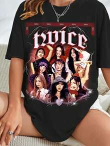 Retro Twice Kpop Graphics T-Shirt, Twice This Is For Shirt, Twice Strategy Shirt, My Strategy Is Shi - 黑色 - 查看 1