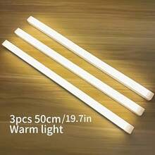 1 pezzo Luce notturna a LED con sensore di movimento ricaricabile USB, di forma rettangolare, adatta per camera da letto, corridoio, scale, armadio, mobiletto, luce calda/bianca, dimensioni disponibili: 50/30/20/10 cm - Bianco - Visualizzare 25