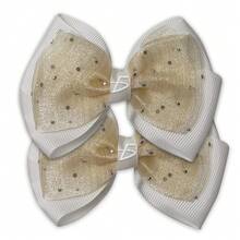 Par de Lazos Dobles con Broche con Encaje Transparente Decorado con Brillantina - 1 - Ver 6