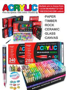 12/24/36/48/60/72/120 Colors Liquid Ink Marker Pens, Smooth Drawing Brush Pens, DIY Painting Coloring Marker Set, Suitable For Back To School Gifts - Multicolor - View 1