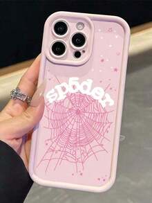 2pc New Creative Letter & Cobweb Pattern Phone Case, Compatible With Apple 16 Pro Max, 11/12/13/14 Plus, XR/7/8 Plus/15 PM, Protective Cover Waterproof Shockproof Anti-Fall Scratch ResistantFOR-YOUR-BELOVED-PHONE Christmas Gifts Christmas Gifts - 1pc - 查看 1