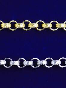 DUBSS 1 件装真铜图案圆环贝尔彻手链，男士镀金嘻哈饰品，阿尔伯特扣 - 手鍊 - 查看 6