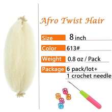 3 paquetes de cabello trenzado Marley pre esponjado de 8 pulgadas con rizos afro elásticos (8 pulgadas 613#), 613 - 613 - Ver 3
