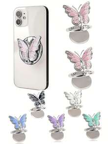 Stylish Cute Butterfly Phone Ring Holder - 360° Rotatable Adjustable Shiny High-Quality Ring Stand, Compatible With IPhone, Android Smartphones, Best Gift For Women, Moms, Friends, Colleagues, Suitable For Birthday, Christmas, Valentine's Day, Mother's Day, Graduation, Thanksgiving - Multicolor - View 2