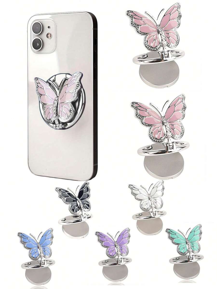 Stylish Cute Butterfly Phone Ring Holder - 360° Rotatable Adjustable Shiny High-Quality Ring Stand, Compatible With IPhone, Android Smartphones, Best Gift For Women, Moms, Friends, Colleagues, Suitable For Birthday, Christmas, Valentine's Day, Mother's Day, Graduation, Thanksgiving