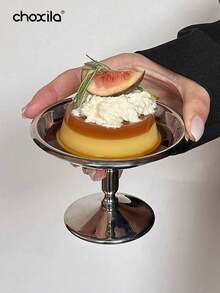 choxila 1pc Stainless Steel Dessert Cup, High Base Ice Cream Bowl, Metal Small Footed Sundae Plate Bowls Holder Party Favors For Candy Jelly Fruit Pudding Snacks, Saudi National Day