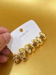 6-18件金色时尚耳环套装，时尚优雅，适合搭配各种服饰