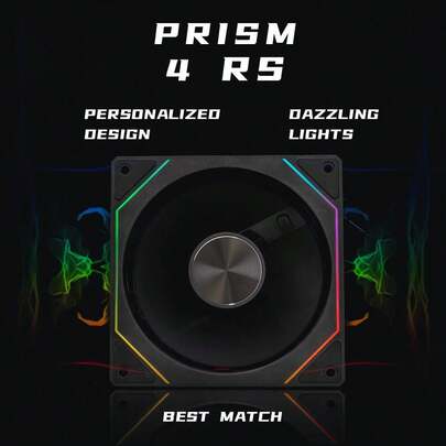 XFENGX - Prism 4-CD图案120mm ARGB机箱风扇，5V 3PIN主板同步RGB灯效，超静音运行，独特RGB灯效，防震垫优化用户体验，PC风扇