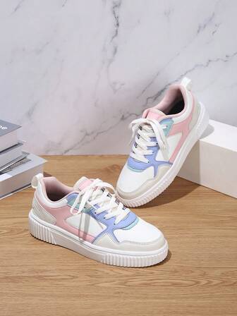 Plain Casual Student Skateboarding Sneakers, Urban Commuting Women Shoes