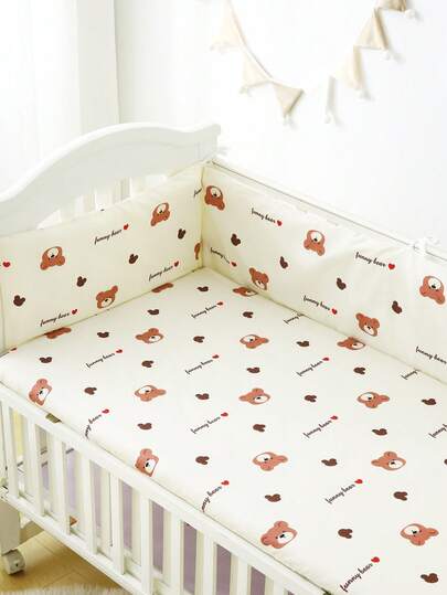 1 Stück Baby Kinderbett Stoßschutz, weiches gepolstertes Gitter, Baby Kinderbett Einfassung, Neugeborenen Cartoon Muster gepolsterter Bettschutz, Kinder Anprallschutz, Sturzschutz Gitter