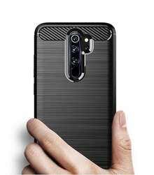 Max Power Digital Funda para Xiaomi Redmi Note 8 Pro Carcasa Protectora Antigolpes Silicona Negra Diseño Fibra de Carbono Resistente Absorción de Choque [Compatible Carga Inalámbrica] - Negro - Ver 5