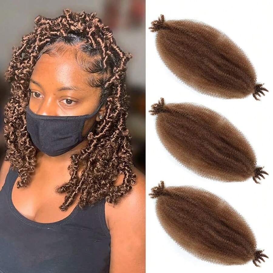 Springy Afro Twist Hair 12 Inch 3 Packs Dark Brown Color Pre Fluffed Marley Twist Braiding Hair For (12 Inch, 30),30 - 30 - View 1