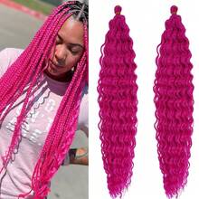 Pink Curly Boho Hair For Braiding Deep Ocean Wave Crochet Hair Wavy Braiding Hair Extensions For  30 Inch 2 Packs Soft Boho Curls For Bohemian Braids,MagentaBohoHair - MagentaBohoHair - View 1