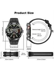 Hwagol Montre Connectée Homme 1.85"/710mAh/100+ Modes Sportifs, IP68 Étanche Montre Militaire Homme avec Appel Bluetooth, 24H Sommeil/Fréquence Cardiaque/Podomètre Smart Watch pour Android iOS - Noir - Voir 11