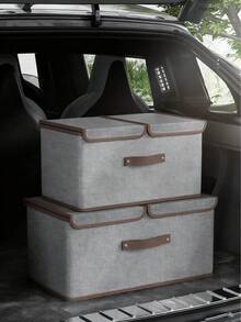 带透明窗口的布艺收纳整理箱 - 1个，节省空间可折叠收纳盒，加固提手，大容量衣物收纳盒，适用于衣柜、床上用品、毯子等，居家及宿舍皆宜。 - 彩色 - 查看 1