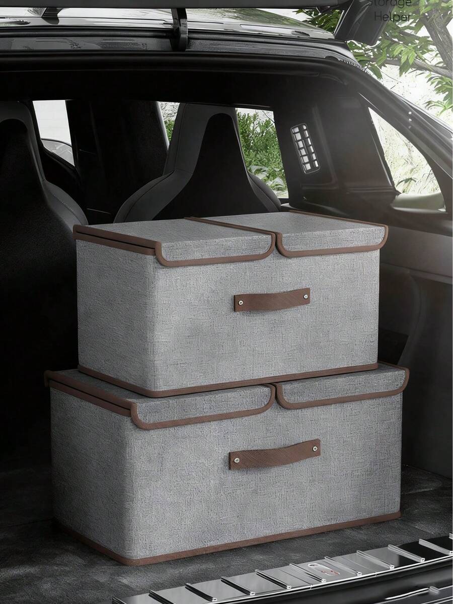 带透明窗口的布艺收纳整理箱 - 1个，节省空间可折叠收纳盒，加固提手，大容量衣物收纳盒，适用于衣柜、床上用品、毯子等，居家及宿舍皆宜。 - 彩色 - 查看 1