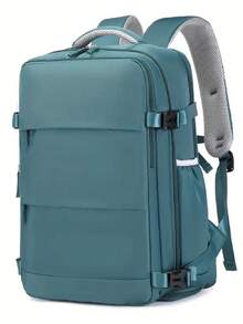 1pc Large Capacity Backpack With Shoe Compartment, Casual Backpack With Charging Port, Portable Laptop Backpack For Hiking, Trekking, Outdoor Sports, Student School Bag - Teal Blue - View 6