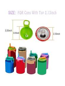 1/4pcs, 4-Color Reusable Beverage Can Lids With Straws, Fit Standard Canned Drinks, Beer, Juice, Soda (Mixed Colors)