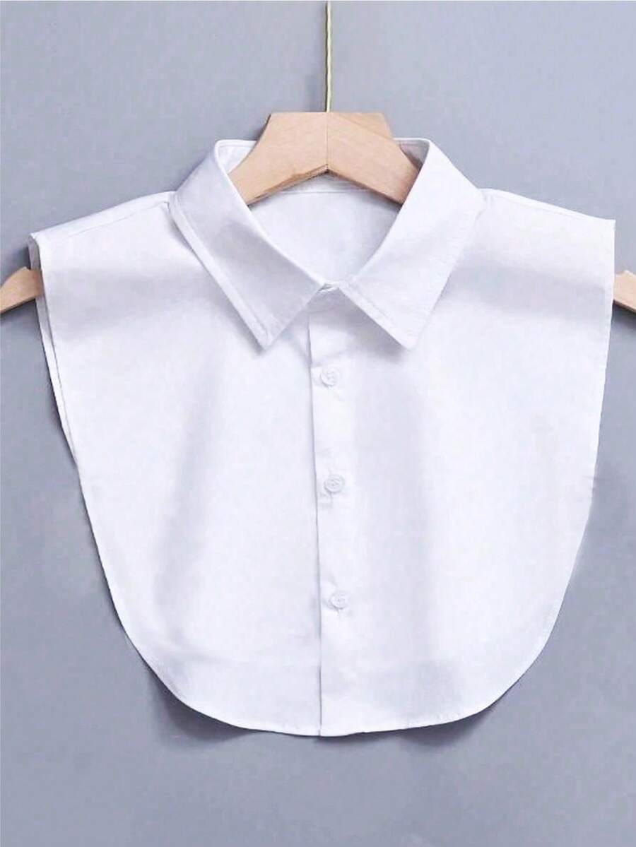 1 Piece Versatile Professional Style Shirt With Fake Collar, Square Collar, Pointed Collar, And Fake Collar, Suitable For Pairing With Formal Clothing Or Low Collar Outerwear. The Size Is Regular And Suitable For Non Obese Body Types  Polyester - trắng - Xem 1