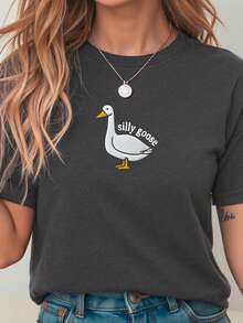 Women's Casual Short Sleeve Round Neck T-Shirt - Dark Grey - View 3