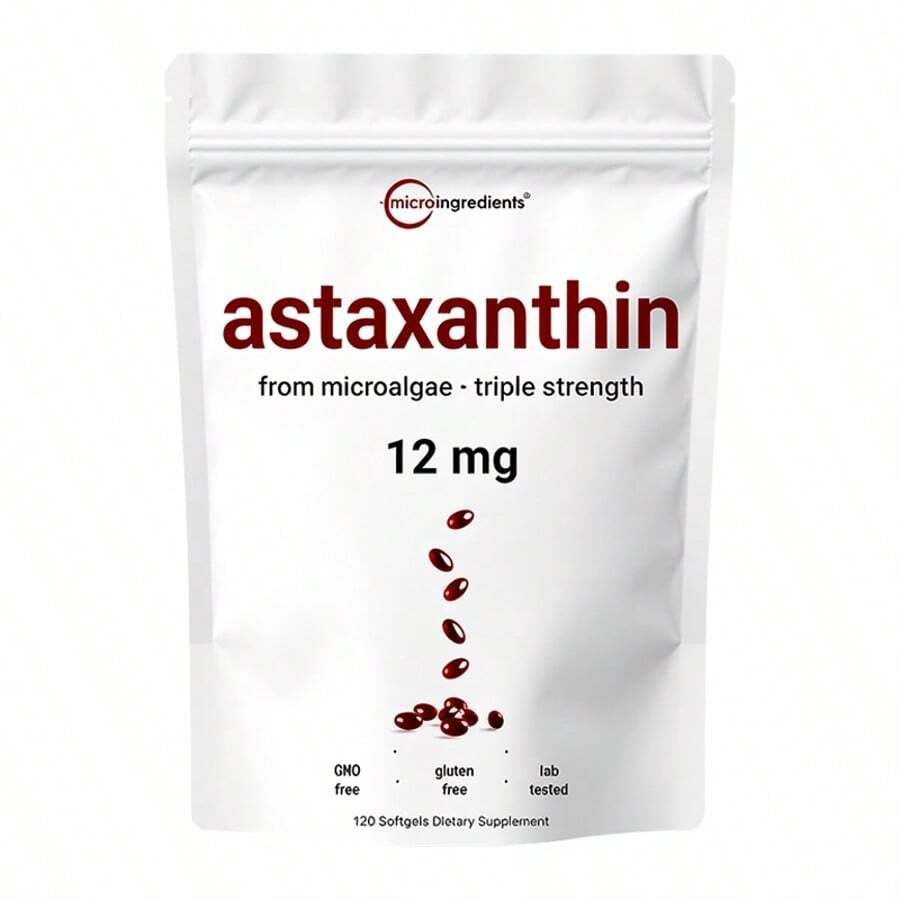 Astaxanthin 12mg, 120softgels, Tanning Pills, Strength CarotenoidsSkin Supplement W. 100% Natural Astaxanthinfrom MicroAlgae - 1 - 查看 1
